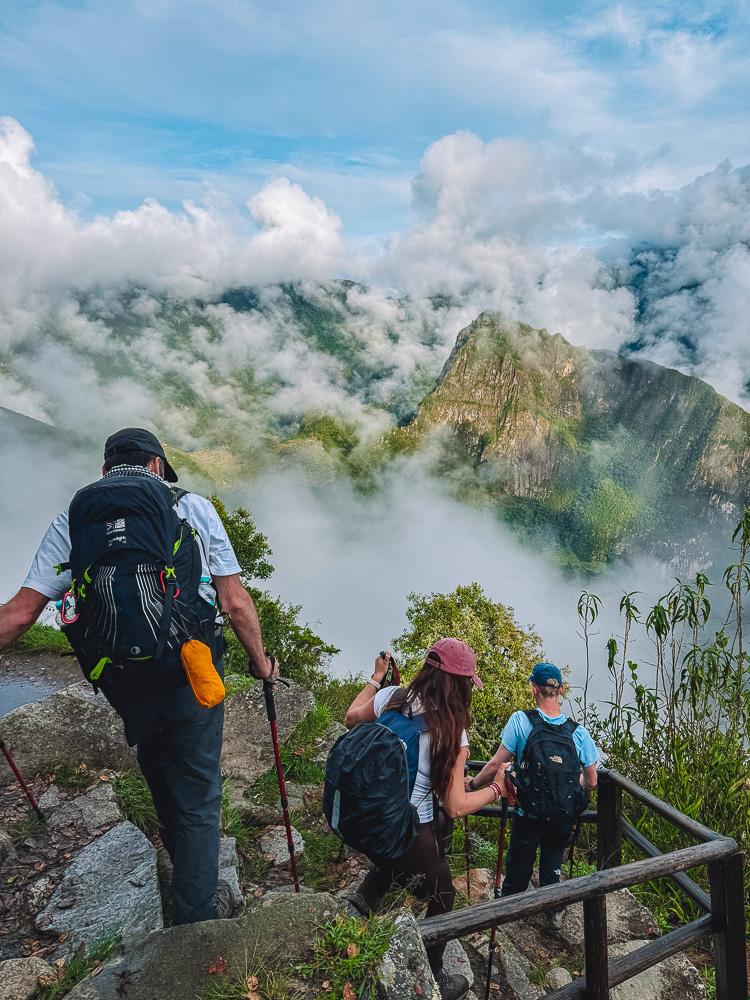 Hiking the final section of the Inca Trail from the Sun Gate to Machu Picchu