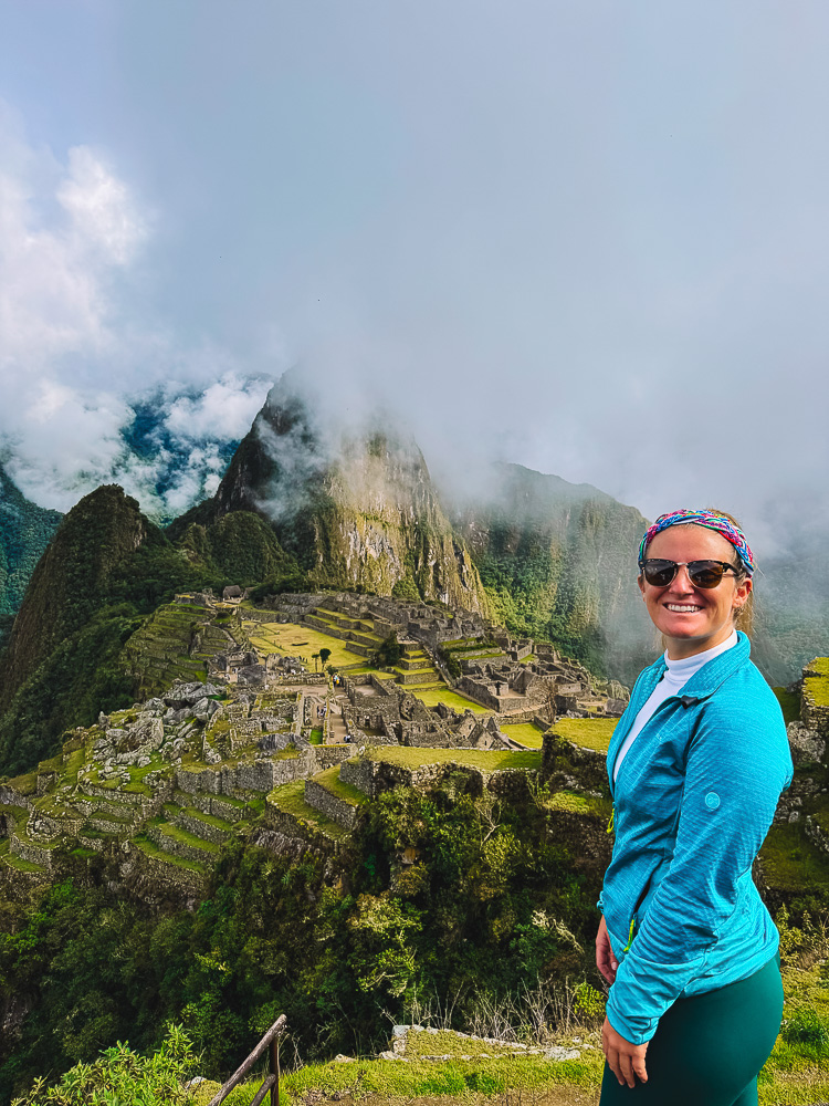 Enjoying the view over Machu Picchu in Peru