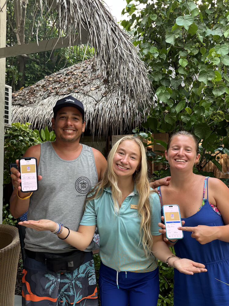 Me and Alejandro with our scuba instructor Jenna after completing our PADI Open Water
