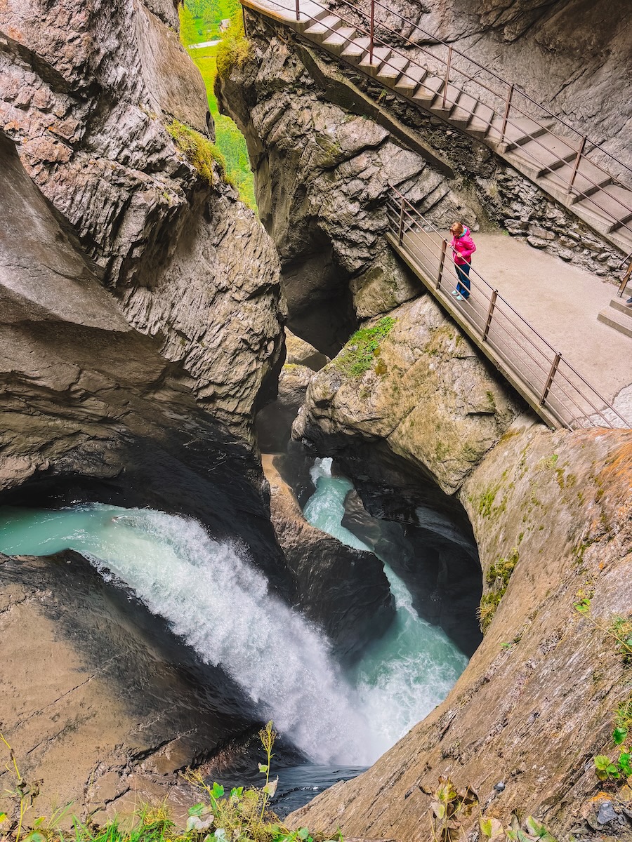 Admiring the powerful Trümmelbach Falls in Switzerland