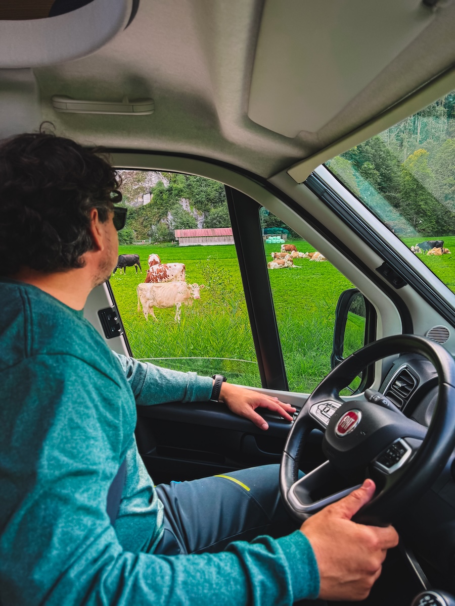 Making friends on the road during our Switzerland campervan trip