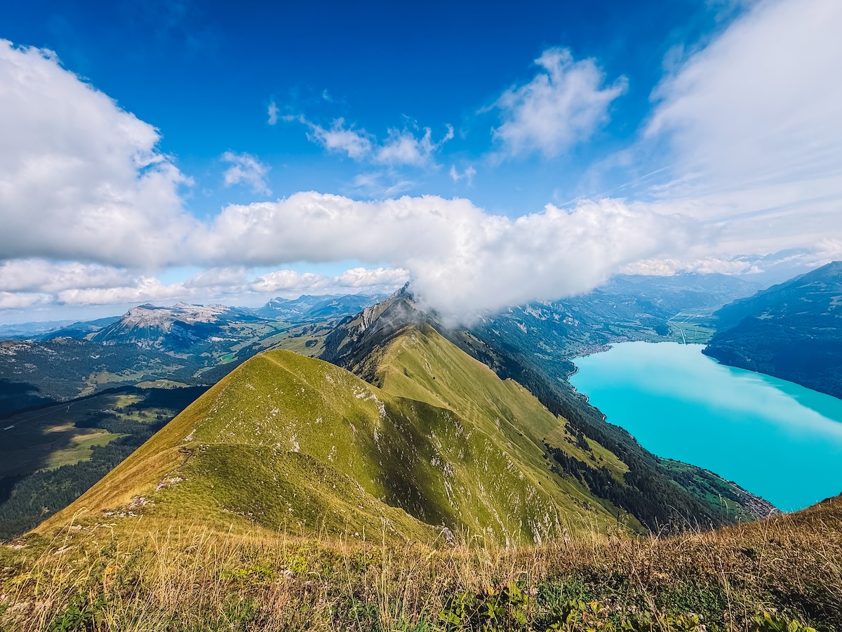 The incredible views over the lake and mountains from the ridge of Augstmatthorn in Switzerland