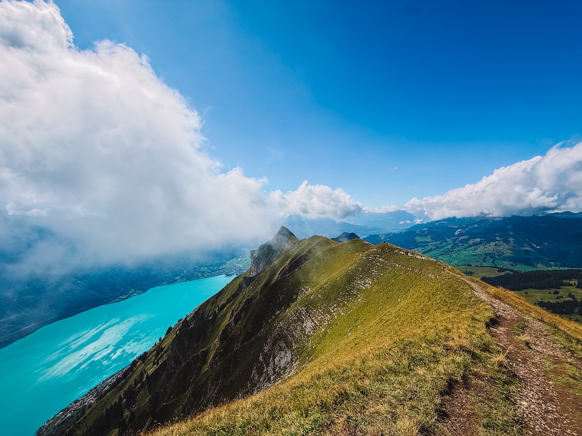 The incredible views over the lake and mountains from the ridge of Augstmatthorn in Switzerland
