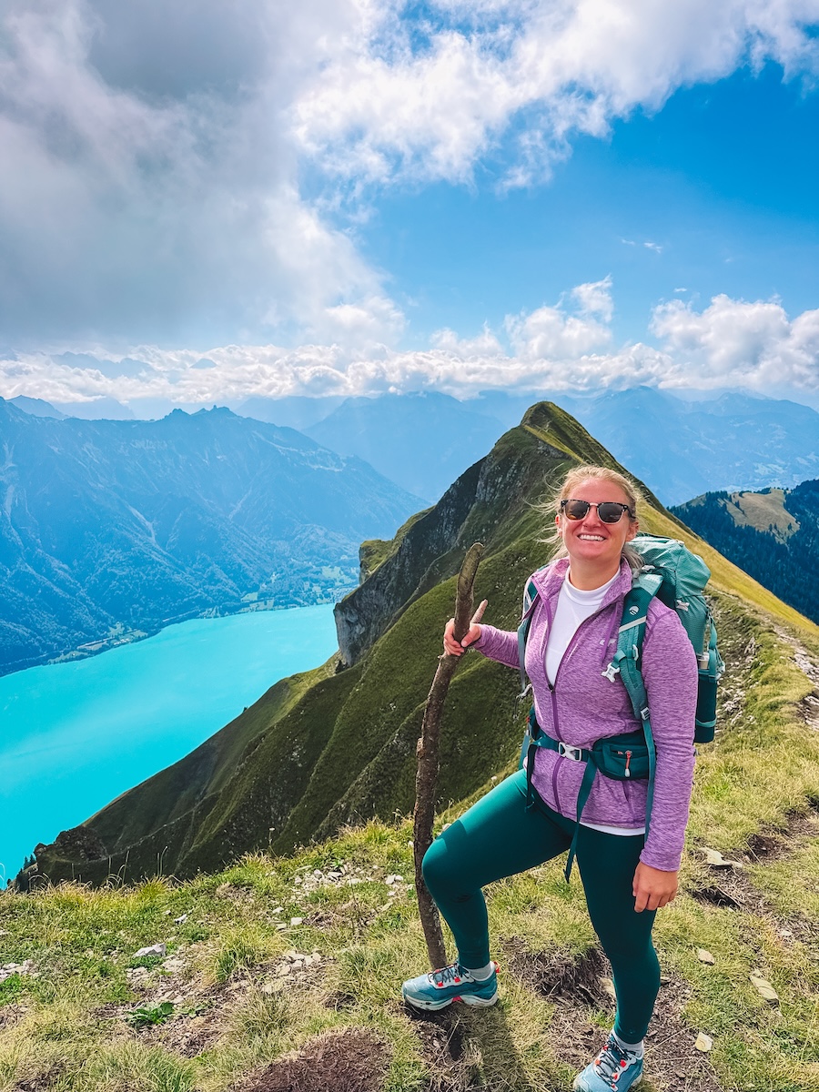 Enjoying the hike on the ridges of Augstmatthorn in Switzerland